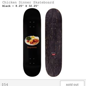 Supreme Chicken Dinner Skate Deck Black IN HAND